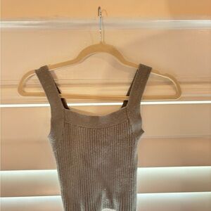 Green Ribbed Knit Crop Tank Top